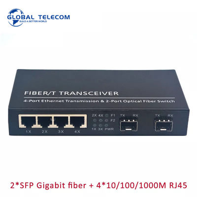 Convertitore di media della fibra di 4RJ45 2SFP, commutatore della fibra di 2G4FE Gigabit Ethernet